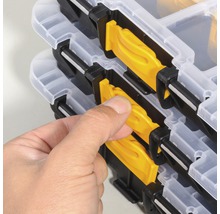 Boîtes d''assortiment empilables avec fermetures jaunes