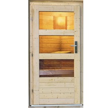 Chalet sauna Karibu Opal 1 sans poêle, avec porte en bois avec verre transparent-thumb-5
