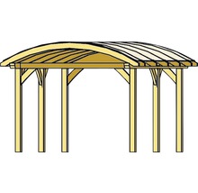 Doppelcarport SKAN HOLZ mit Bogendach 635x541 cm natur