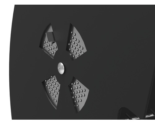 Vue détaillée d''un broyeur avec quatre lames et une surface perforée