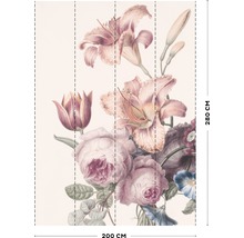 Papier peint panoramique intissé 105401 Soft Blush roses en fleurs 4 pièces 200 x 280 cm