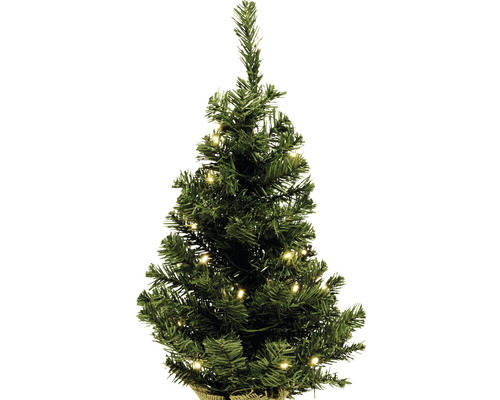 Petit sapin de Noël décoratif avec éclairage pour une ambiance festive.