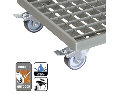 Chariot à roulettes avec roulettes et frein de stationnement, adapté aux espaces intérieurs et extérieurs, hydrofuge