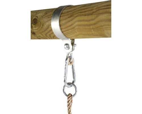 Crochet de balançoire avec mousqueton et bois rond