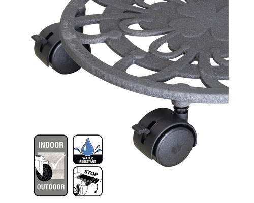 Support à roulettes en métal pour intérieur et extérieur, résistant à l''eau et avec fonction de blocage
