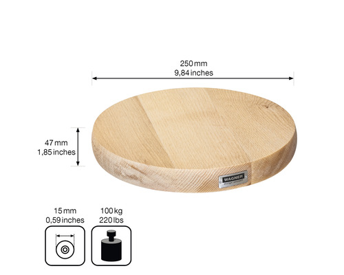 Disque rond en bois avec indications de mesure