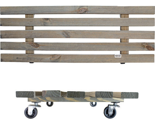 Support à plantes en bois avec roulettes et jardinière en bois