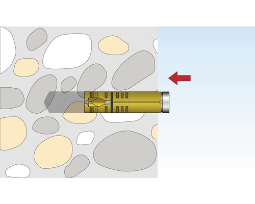 Illustration d''une fixation par cheville dans un mur