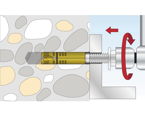 Illustration d''une fixation d''ancrage dans un mur en pierre