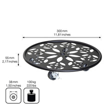 Pflanzenroller aus Metall mit floralem Muster und Rollen, Durchmesser 300 mm