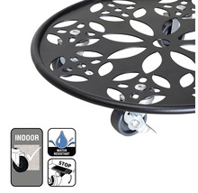 Pflanzenroller aus Metall mit Rollen und floralem Muster