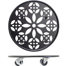 Runde Pflanzenroller aus Metall mit Rollen und Blumenmuster