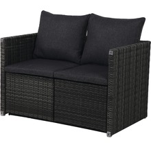 Gartenmöbelset GARDEN PLACE Carter 2-4 Sitzer 4 tlg. 3 in 1 Multifunktion anthrazit aus Polyrattan, inkl. Sitzkissen
