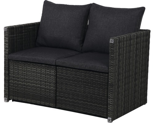 Zweisitzer Gartenlounge aus Polyrattan mit Kissen
