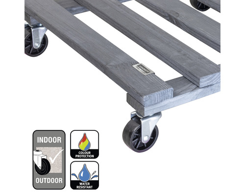Support à plantes en bois avec roulettes pour l''intérieur et l''extérieur
