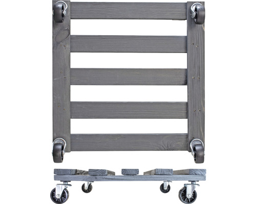 Support à plantes en bois avec roulettes