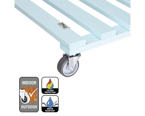 Planche à roulettes en bois avec roulettes et symboles pour l''intérieur et l''extérieur, protection des couleurs et résistance à l''eau