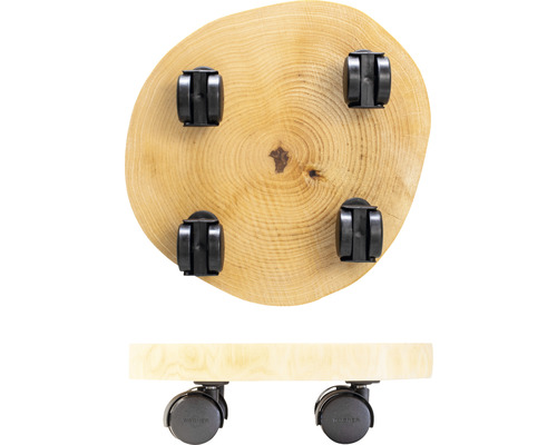 Support à plantes en bois avec roulettes