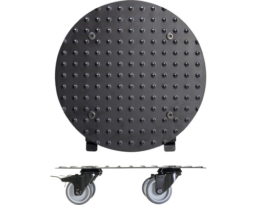 Support à plantes rond avec picots et roulettes pour le transport de plantes