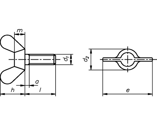 Dessin technique d''une vis papillon avec indications de dimensions