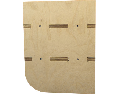 Holzplatte mit gerundeter Ecke und Nut-Feder-Verbindungen