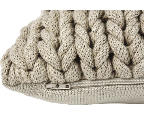 Coussin décoratif avec motif de torsades et fermeture éclair