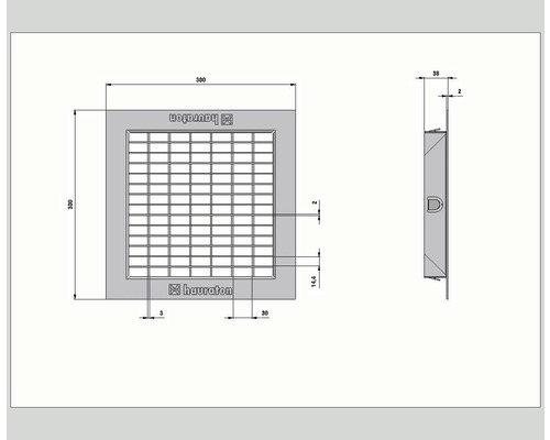 Schéma technique d''une grille de cour avec dimensions