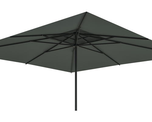 Parasol rectangulaire avec tissu foncé et structure noire