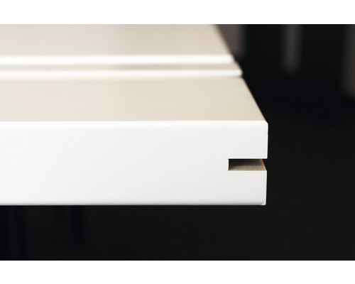 Detailansicht einer weißen Tür mit Falz