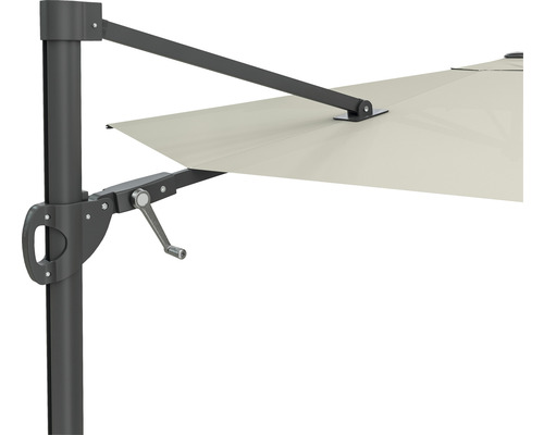 Vue détaillée d''un parasol avec mécanisme de réglage de l''angle d''inclinaison