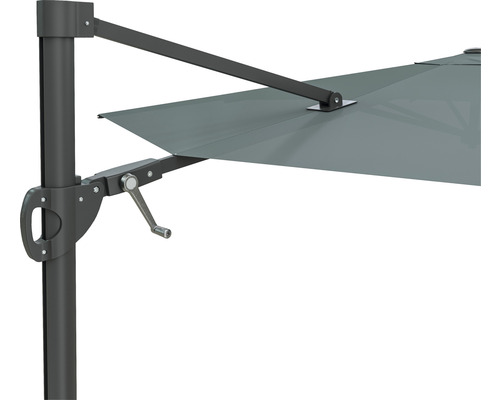 Vue détaillée d''un parasol avec mécanisme à manivelle