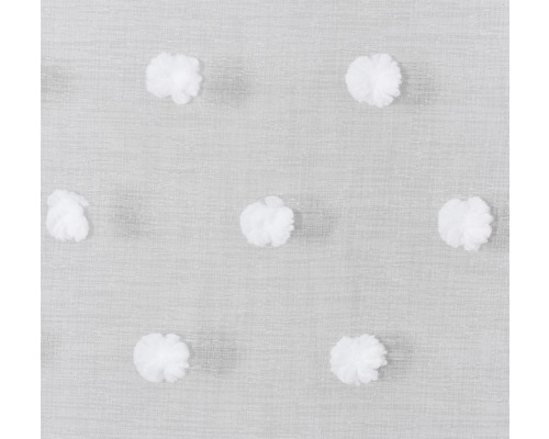 Nahaufnahme eines transparenten Stoffes mit Pompons