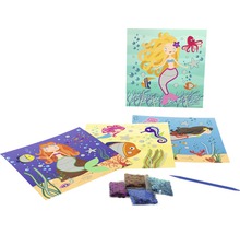 Kit d''images scintillantes sirène avec quatre motifs différents, paillettes scintillantes et un stylo pour appliquer les paillettes