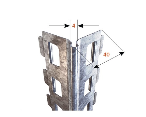 Detailaufnahme eines Eckprofils mit Maßangaben