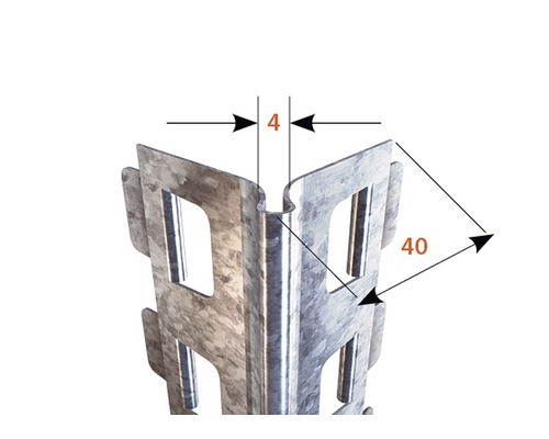 Cornière métallique avec dimensions de 4 millimètres et 40 millimètres