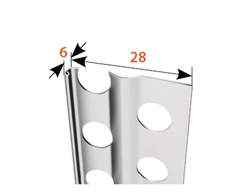 Gros plan d''un rail de profil d''angle avec des dimensions.