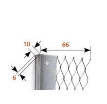 Profilé de finition d'enduit CATNIC acier galvanisé pour une épaisseur d'enduit de 10 mm 2500 x 6 x 10 x 66 mm lot = 25 pces-thumb-2