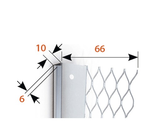 Detaildarstellung einer Putzprofilschiene mit Maßangaben