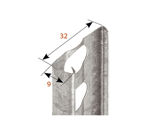 Poteau en métal avec les dimensions 32 et 9