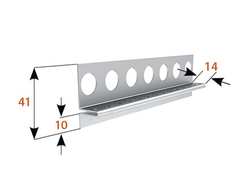 Putzprofil mit Maßen 41, 14 und 10