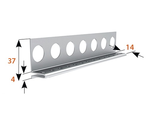 Dimensions d''un profilé d''enduit : 37 mm de haut, 14 mm de profondeur et 4 mm de large