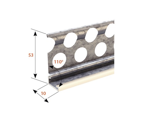 Putzprofil mit Abmessungsangaben 53 und 10 Millimeter