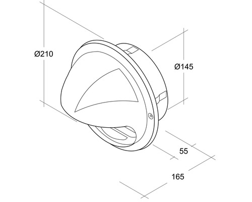 Dessin technique d''un luminaire extérieur avec dimensions