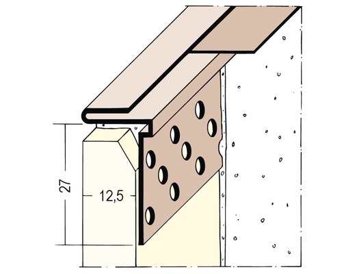 Profilé d'encadrement PROTEKTOR PVC rigide pour construction à sec à partir de 12,5 mm pour épaisseur d'enduit 1 mm 3000 mm x 27 mm x 12,5 mm pack = 35 unités Profilé d'encadrement PROTEKTOR PVC rigide pour construction à sec à partir de 12,5 mm pour épaisseur d'enduit 1 mm 3000 mm x 27 mm x 12,5 mm pack = 35 unités