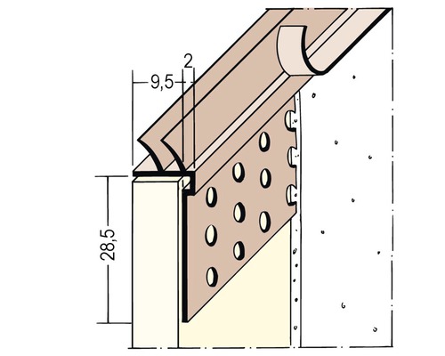 PROTEKTOR Anschlussprofil Hart-PVC inkl. Dichtlippe für Trockenbau ab 9,5 mm für Putzstärke 1 mm 3000 x 28,5 x 9,5 mm Pack = 30 St