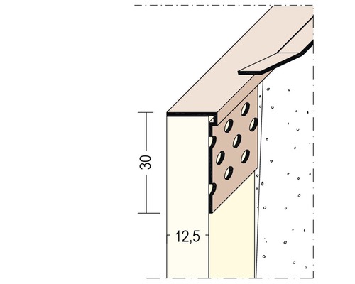 PROTEKTOR "Göppinger" Abschlussprofil Hart-PVC für Trockenbau ab 12,5 mm für Putzstärke 2 mm 3050 x 30 x 12,5mm Pack = 50 St