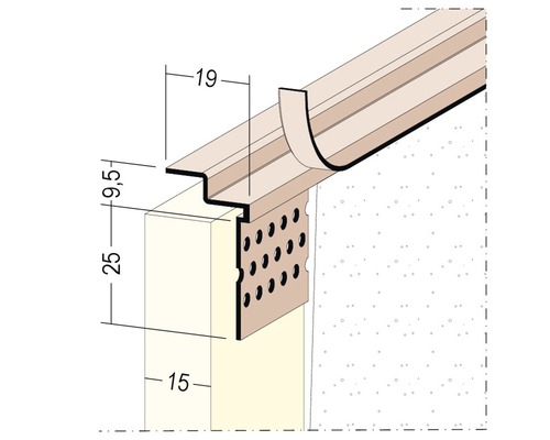 Profilé de raccordement PVC PP 15 mm longueur 3,05 m botte = 40 pièces
