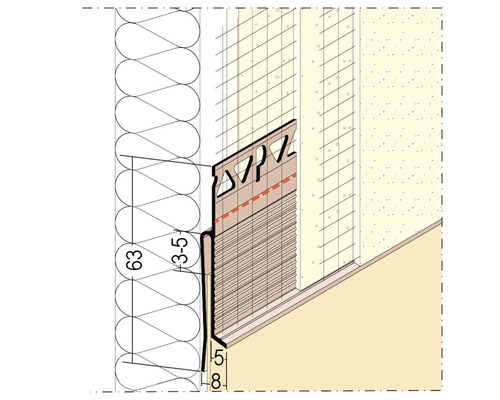 Profilé à emboîter pour socle en PVC avec tissage pour système composite d'isolation thermique longueur 2,50 m botte = 20 pièces