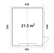 Grundrisszeichnung mit Abmessungen des Gartenhauses