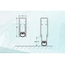 Joint de bas de porte automatique longueur 834 mm largeur de rainure 12 mm aluminium-thumb-2